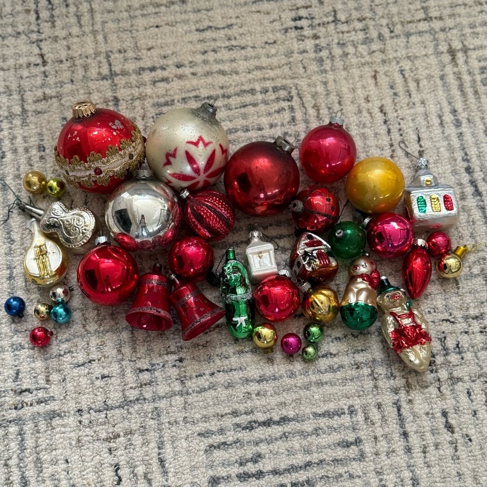 Antique/Vintage Festive Christmas Holiday Ornament Lot of 38